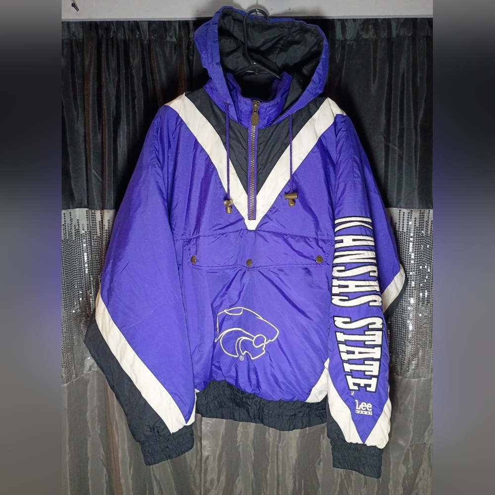 Vintage 90's Kansas State Wildcats Puffer Jacket With Hood (Rare)